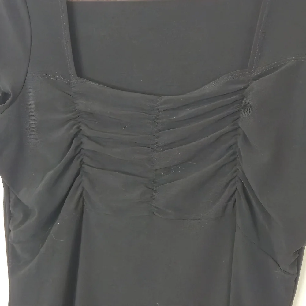 Mariposa Black Ruched Bust Square Neck Handkerchief Hem Fairycore Blouse Size XL - Picture 4 of 9